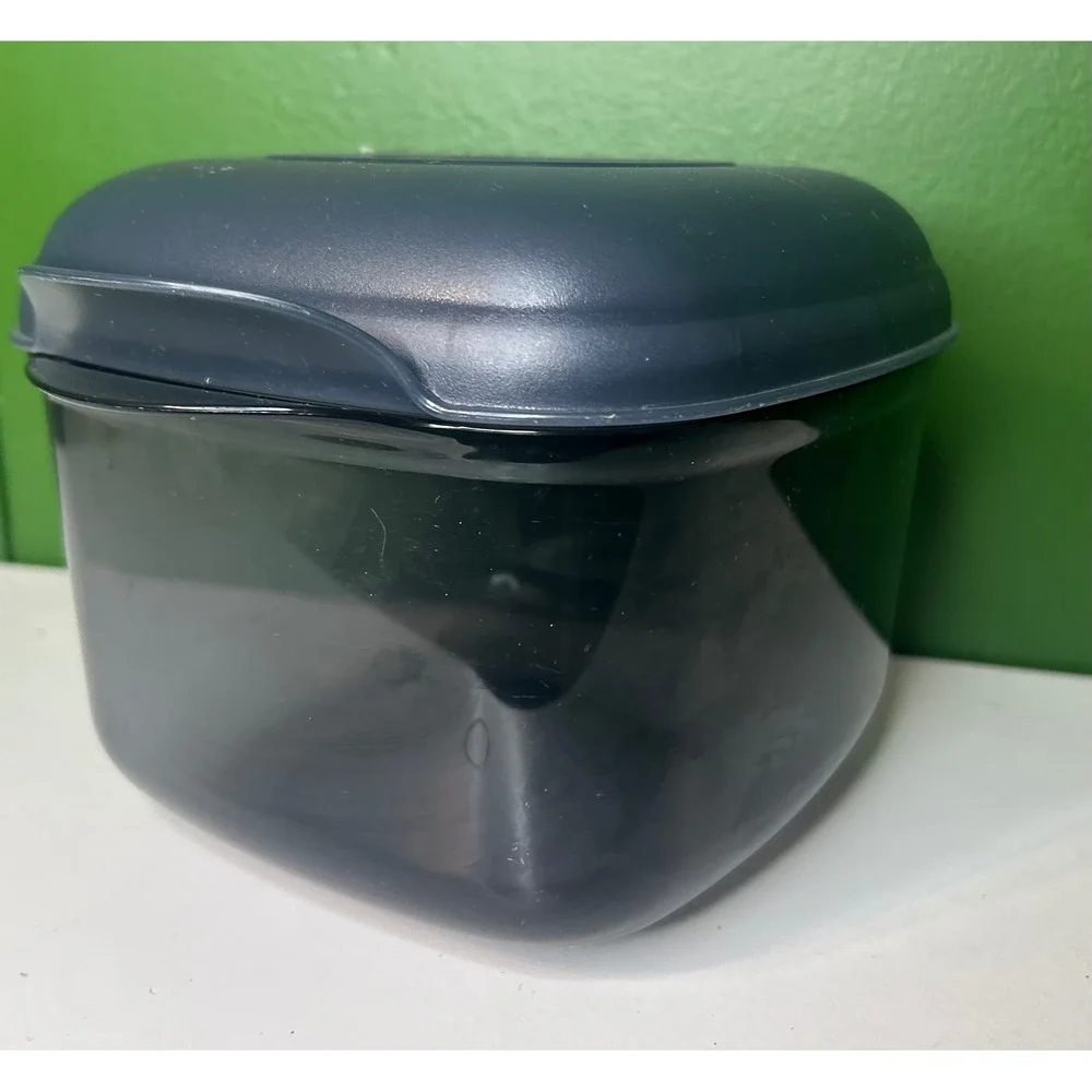 Tupperware CrystalWave Microwave Container Blue Square with Red Vent Lid 4 Cup